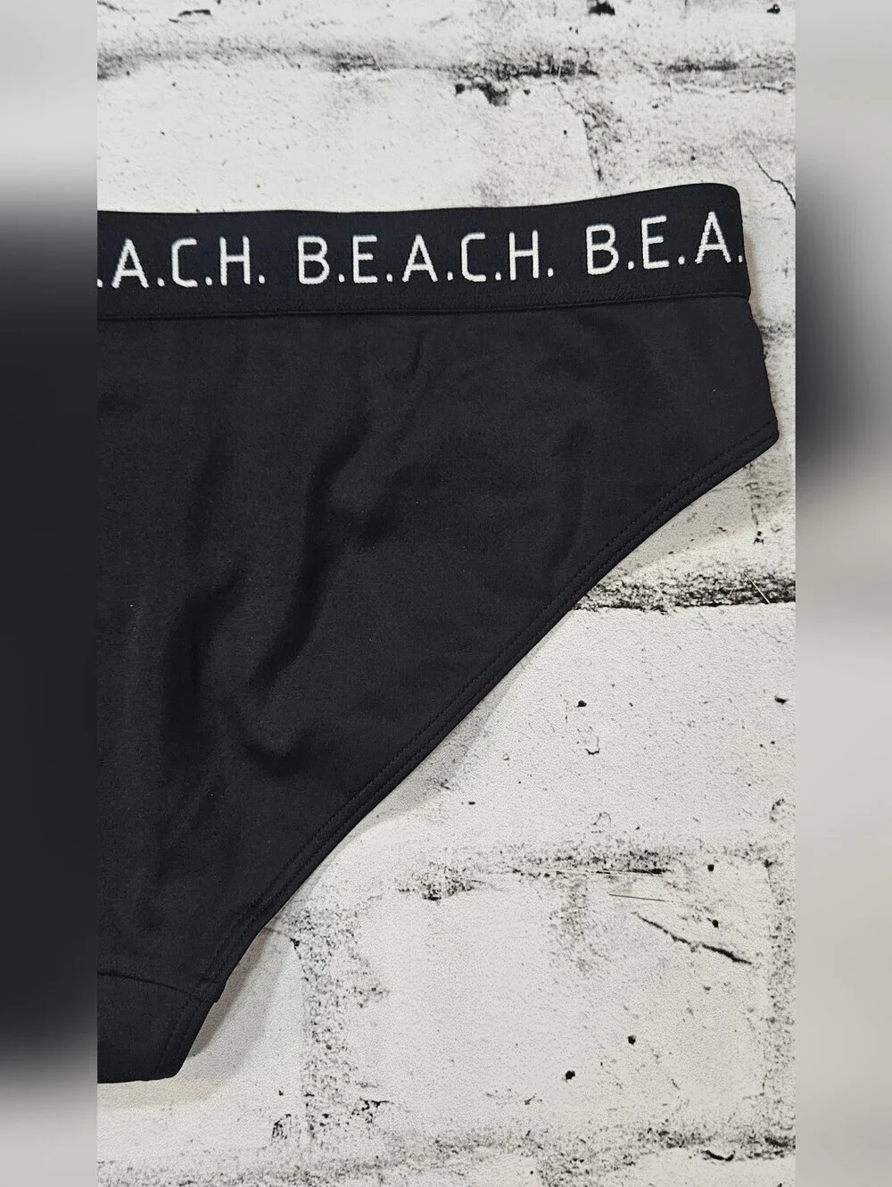 H&M Black Bikini Set Size M Cross Back Logo Strap Two Piece Swimsuit NWOT